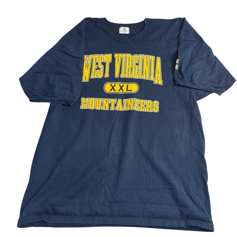 Vintage Galt Sand West Virginia Mountaineers T-Shirt Navy Blue Mens XL USA Made